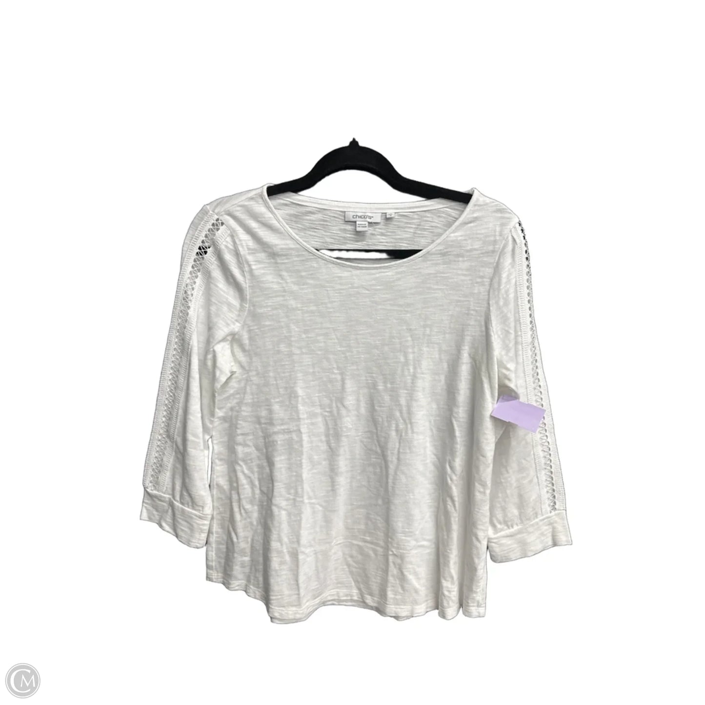 Top 3/4 Sleeve By Chicos In White, Size: S