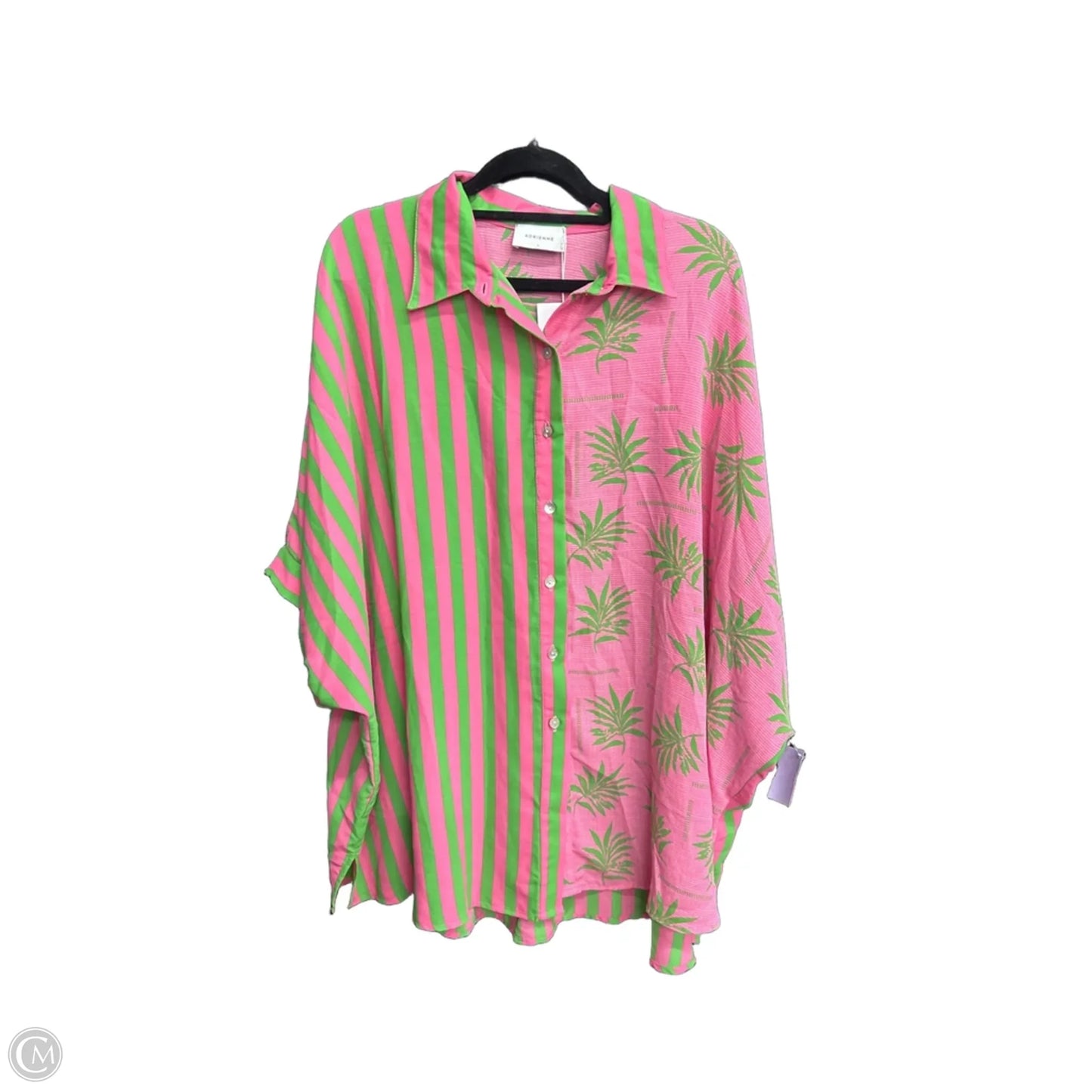 Top Short Sleeve By Adrienne In Green & Pink, Size: L