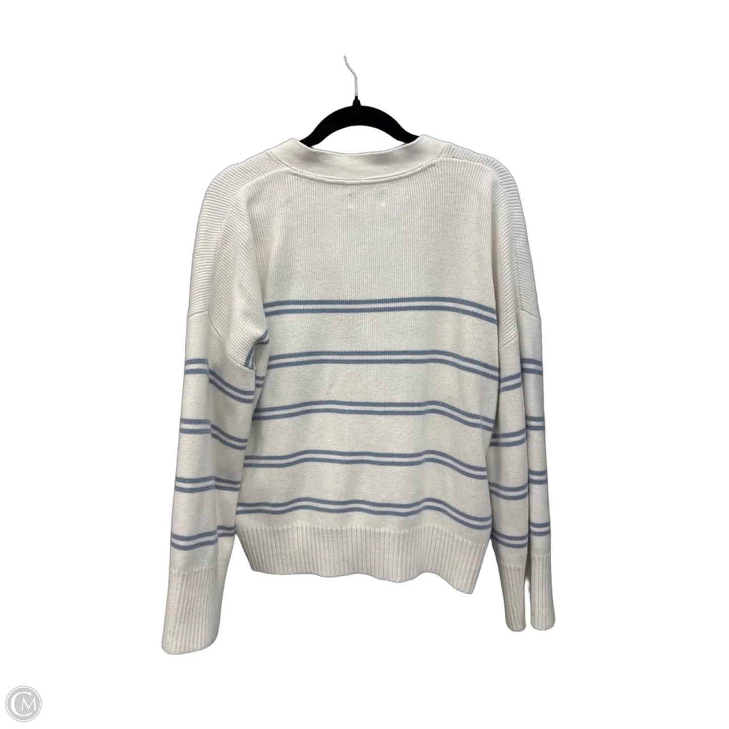 Sweater Cardigan By Clothes Mentor In Blue & White, Size: M