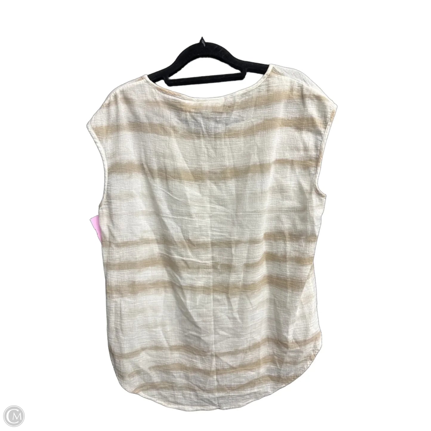 Top Sleeveless By Chicos In Tan & White, Size: S