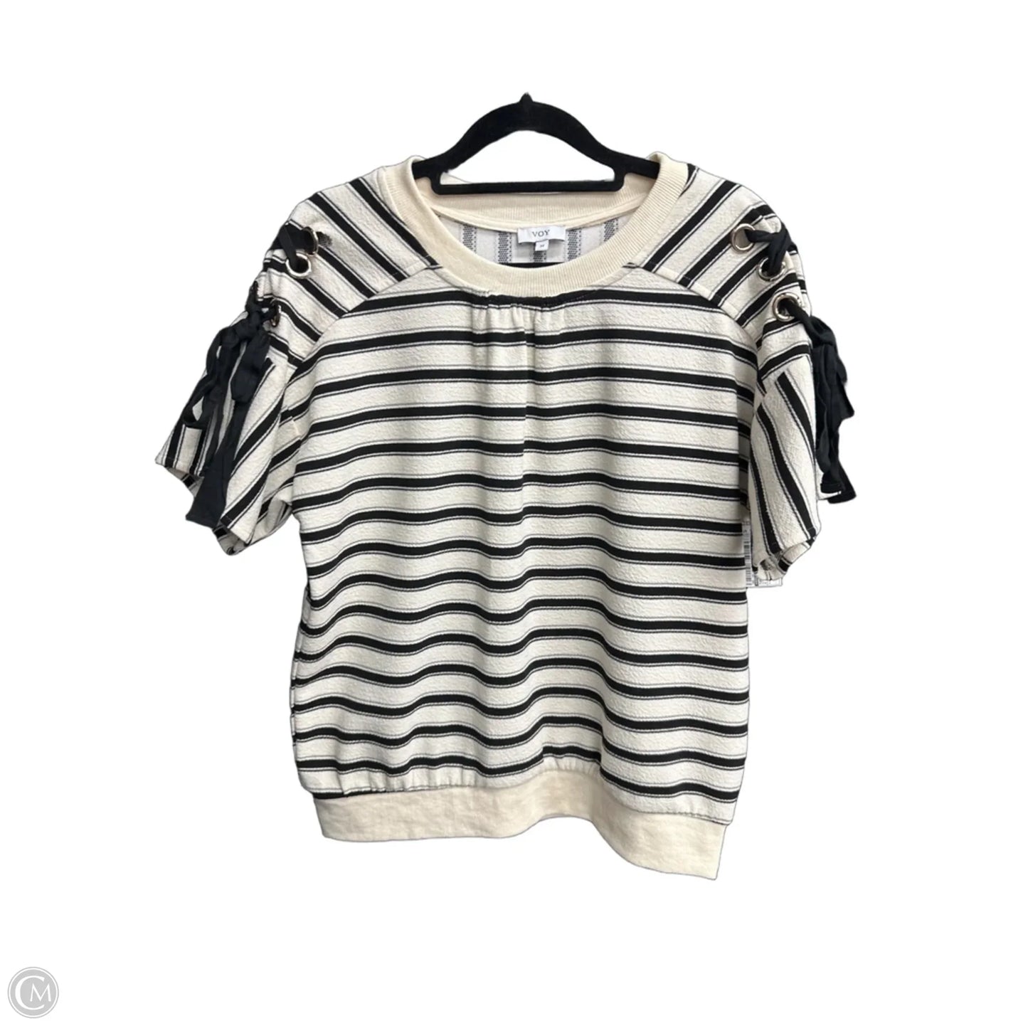 Top Short Sleeve By Voy In Striped Pattern, Size: M