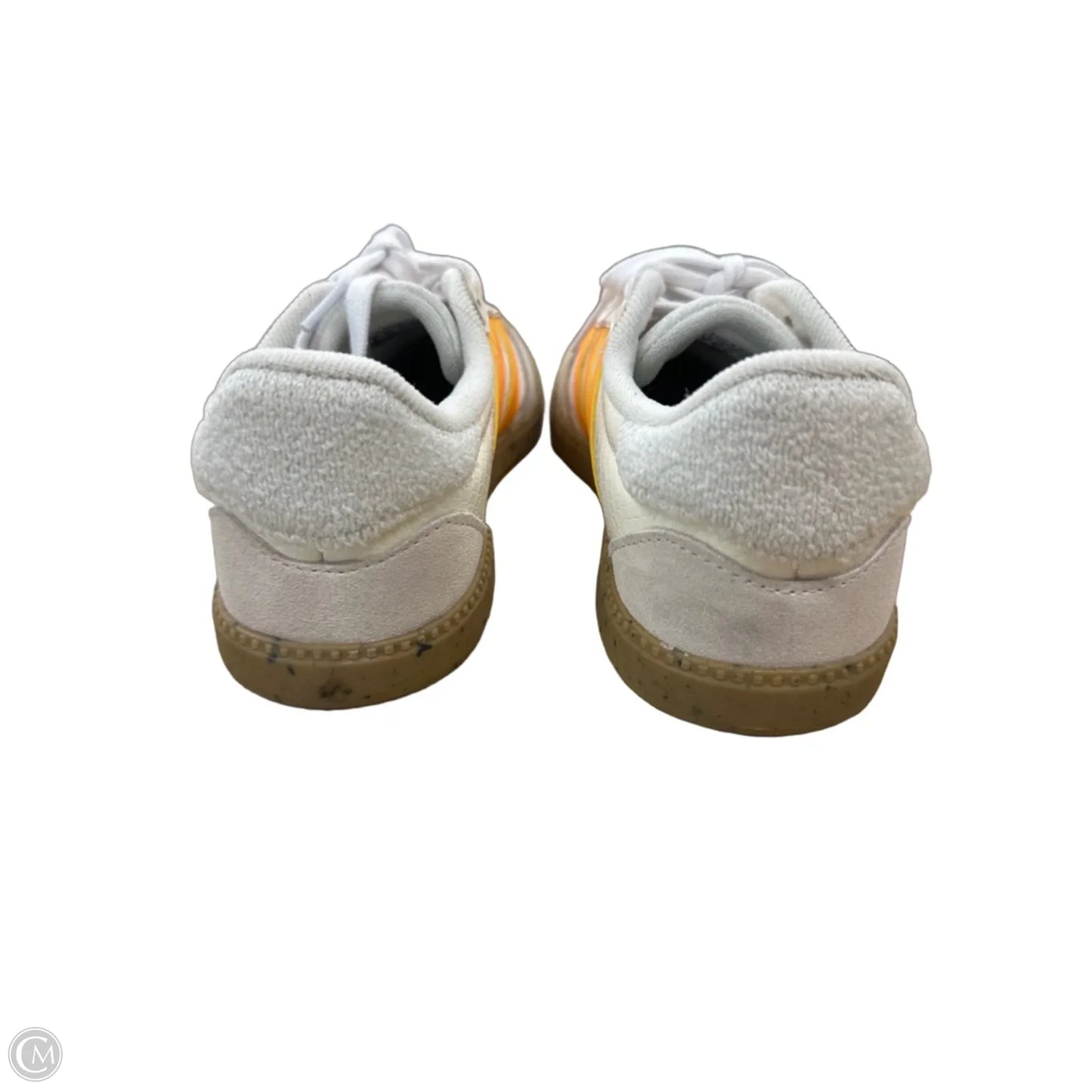 Shoes Sneakers By Adidas In White & Yellow, Size: 6