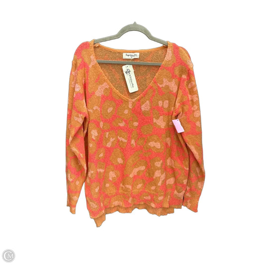 Sweater By Impressions In Orange & Pink, Size: S
