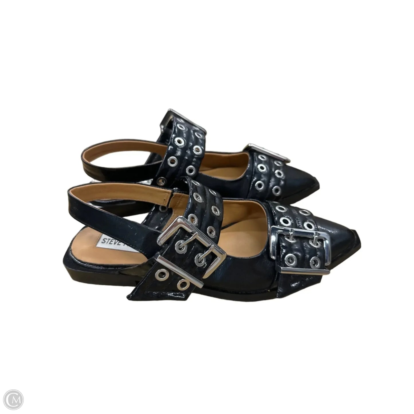 Shoes Flats By Steve Madden In Black & Silver, Size: 6.5