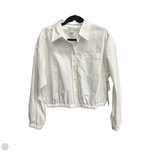 Blouse Long Sleeve By Athleta In White, Size: L