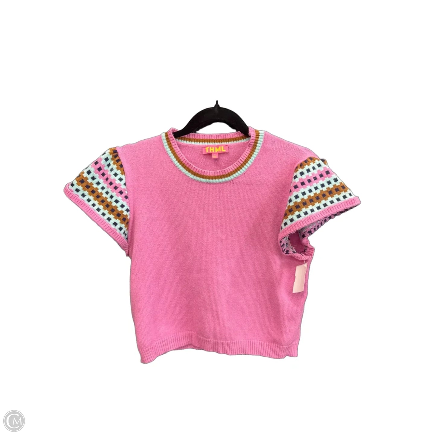 Top Short Sleeve By Thml In Blue & Pink, Size: S
