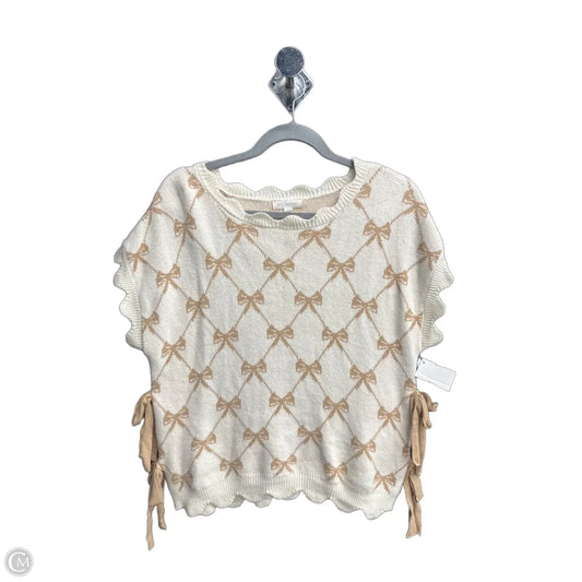 Sweater Short Sleeve By Blu Pepper In Tan, Size: L