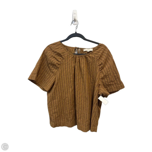 Blouse Short Sleeve By Loft In Brown, Size: L