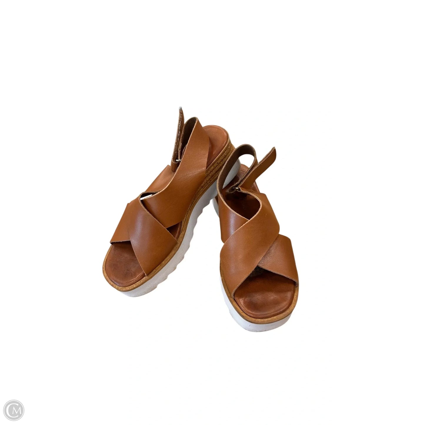 Sandals Heels Wedge By Clothes Mentor In Brown, Size: 7.5