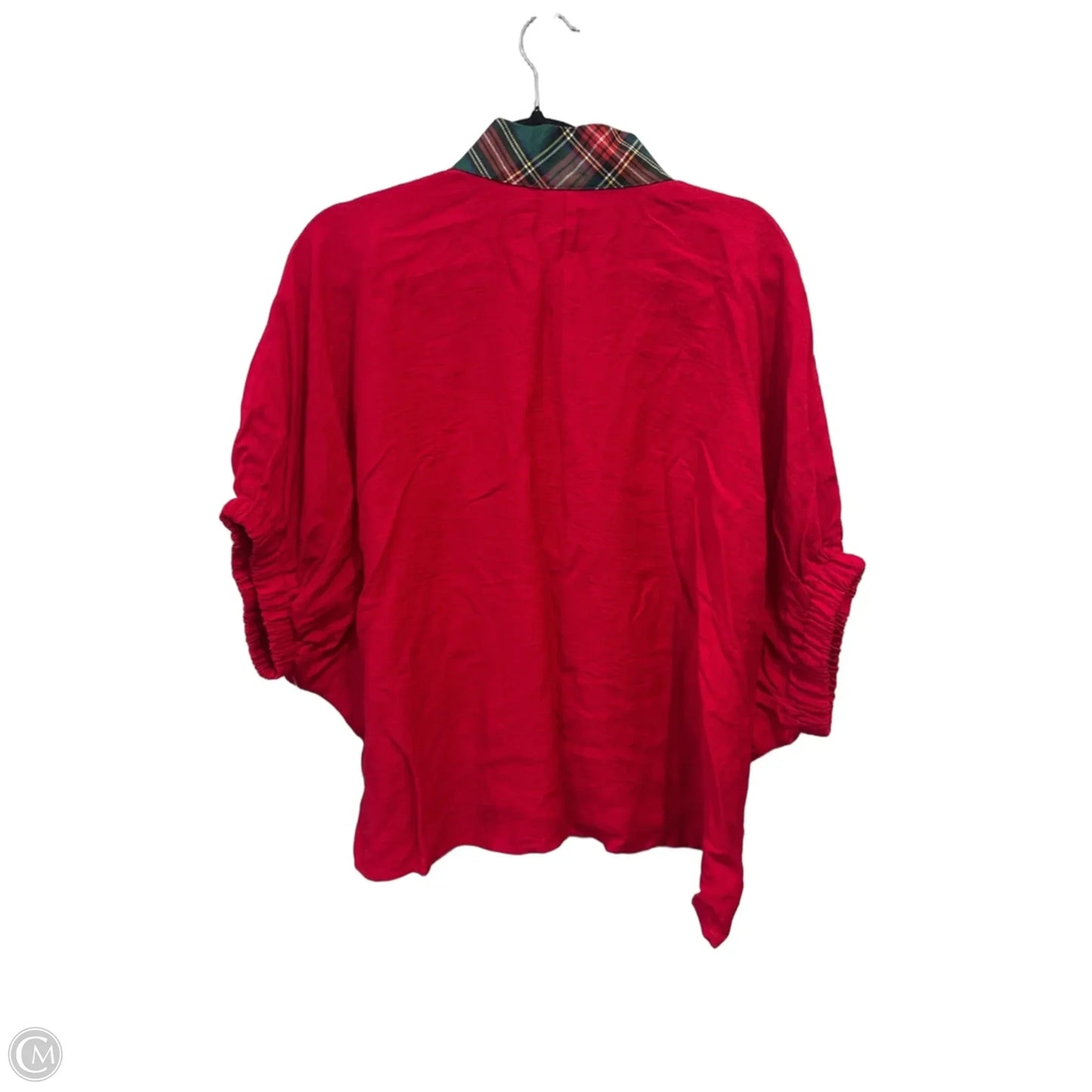 Blouse Short Sleeve By Entro In Plaid Pattern, Size: L