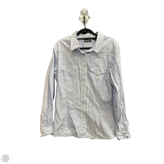 Blouse Short Sleeve By Wrangler In Blue, Size: L