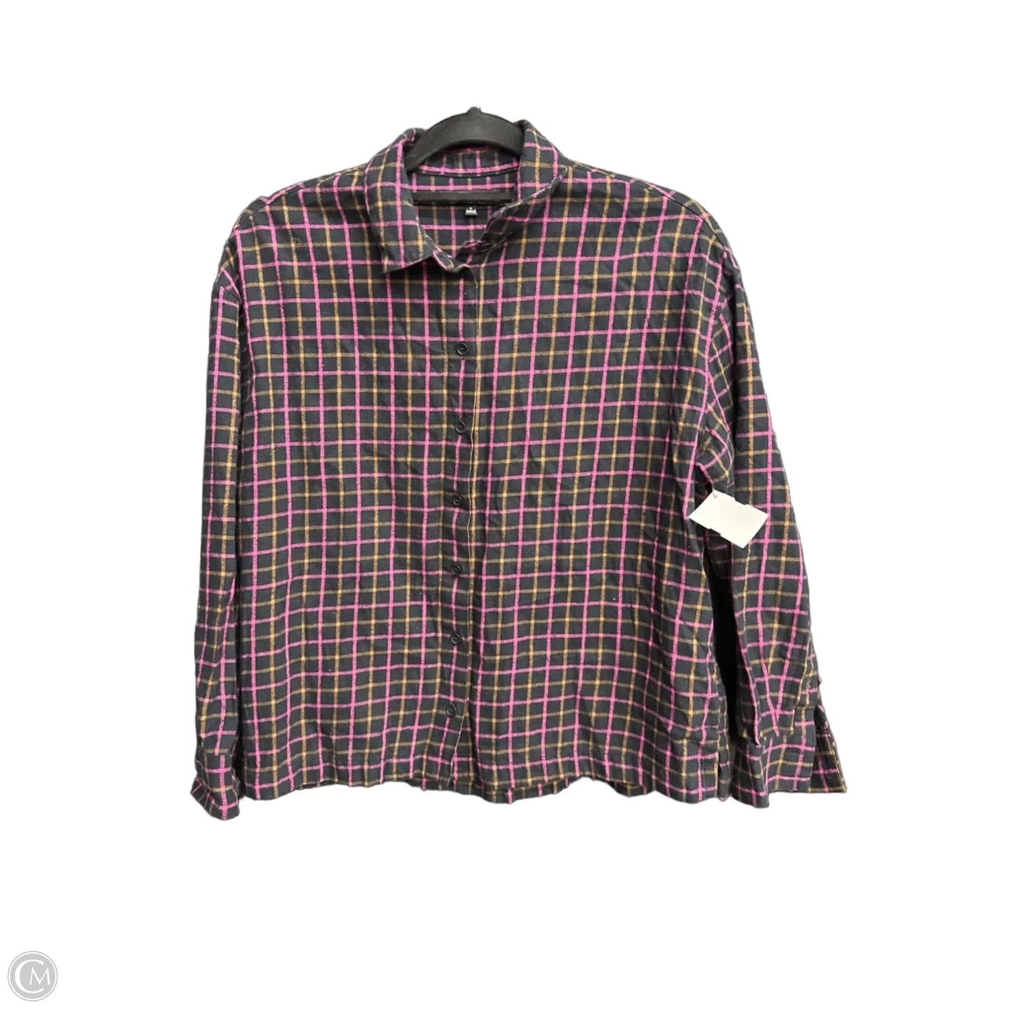 Top Long Sleeve By Madewell In Plaid Pattern, Size: S