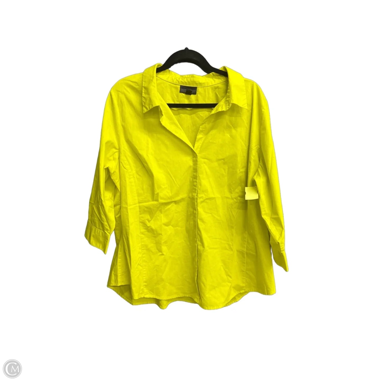 Top Long Sleeve By Worthington In Yellow, Size: 1x