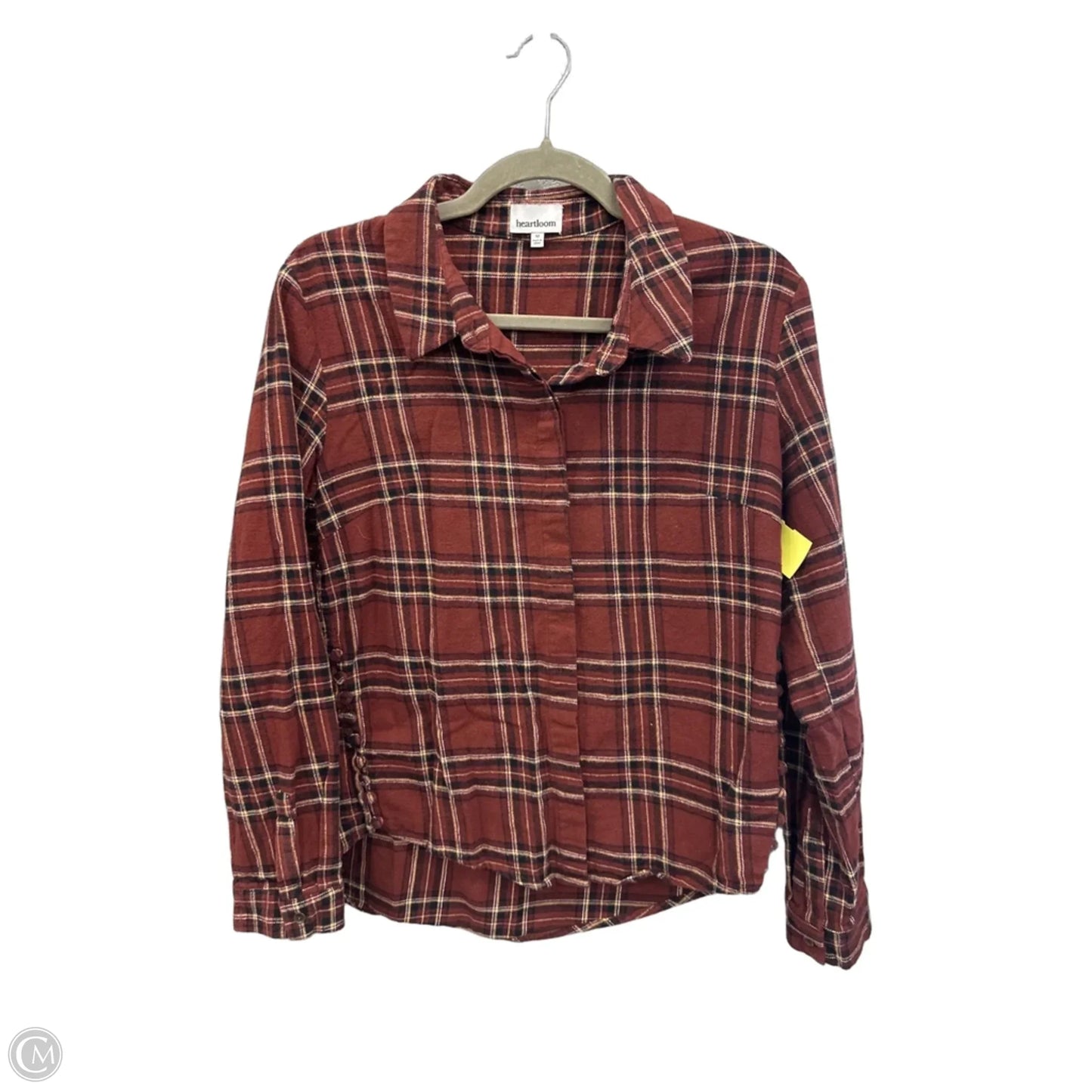 Top Long Sleeve By Heartloom In Plaid Pattern, Size: M