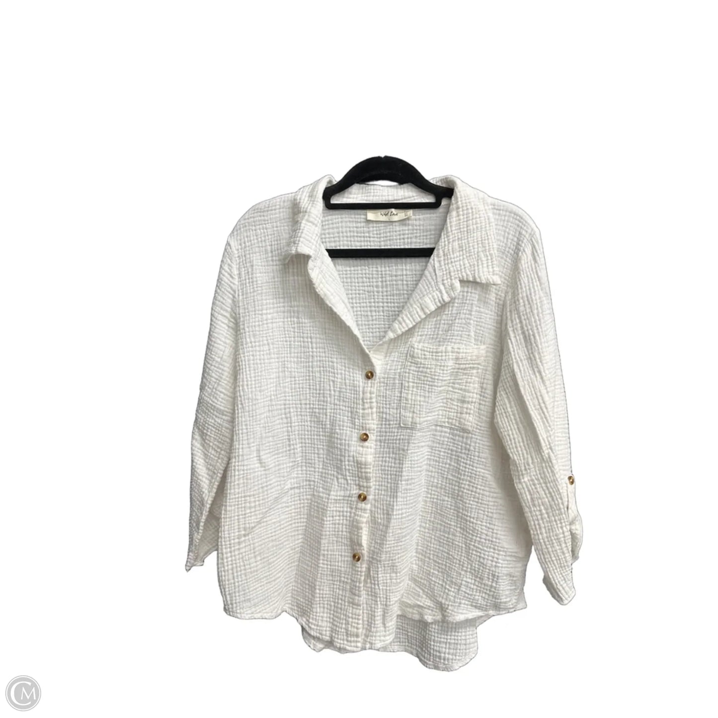 Top Long Sleeve By Clothes Mentor In White, Size: L