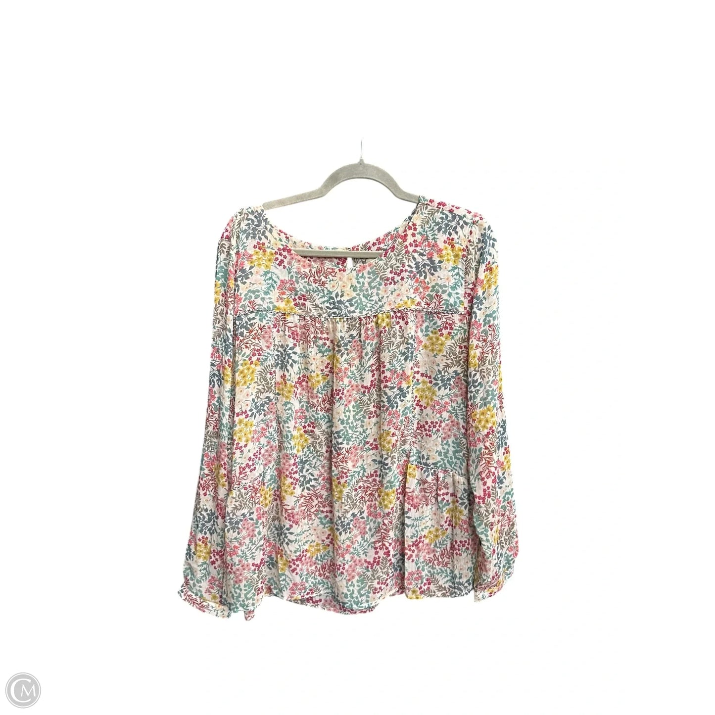 Top 3/4 Sleeve By Loft In Floral Print, Size: L