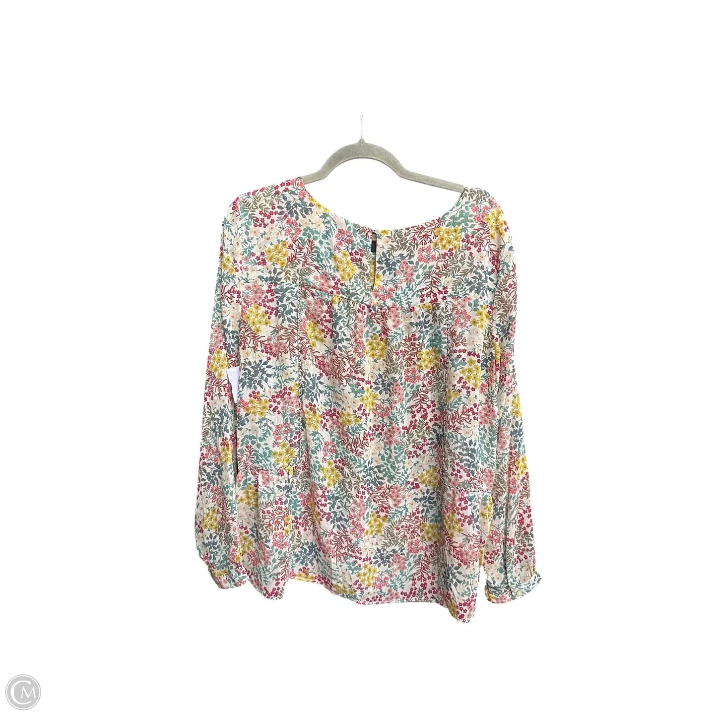 Top 3/4 Sleeve By Loft In Floral Print, Size: L
