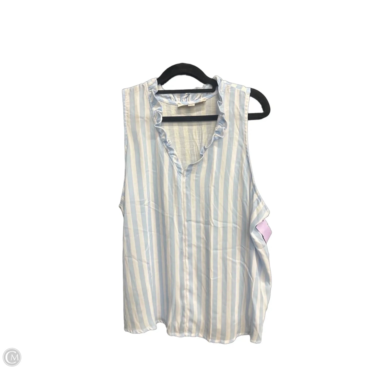 Top Sleeveless By Loft In Blue & White, Size: L