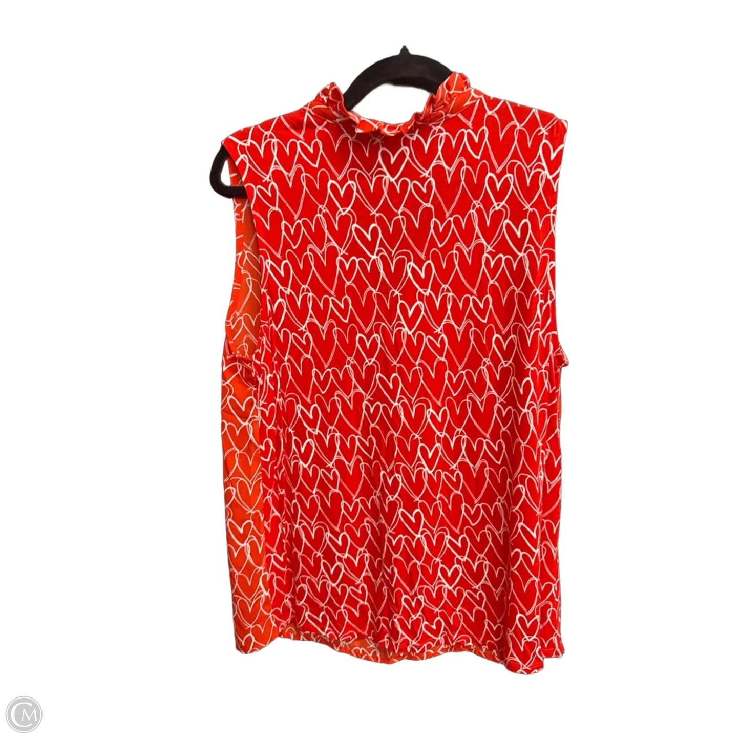 Top Sleeveless By Loft In Red & White, Size: L