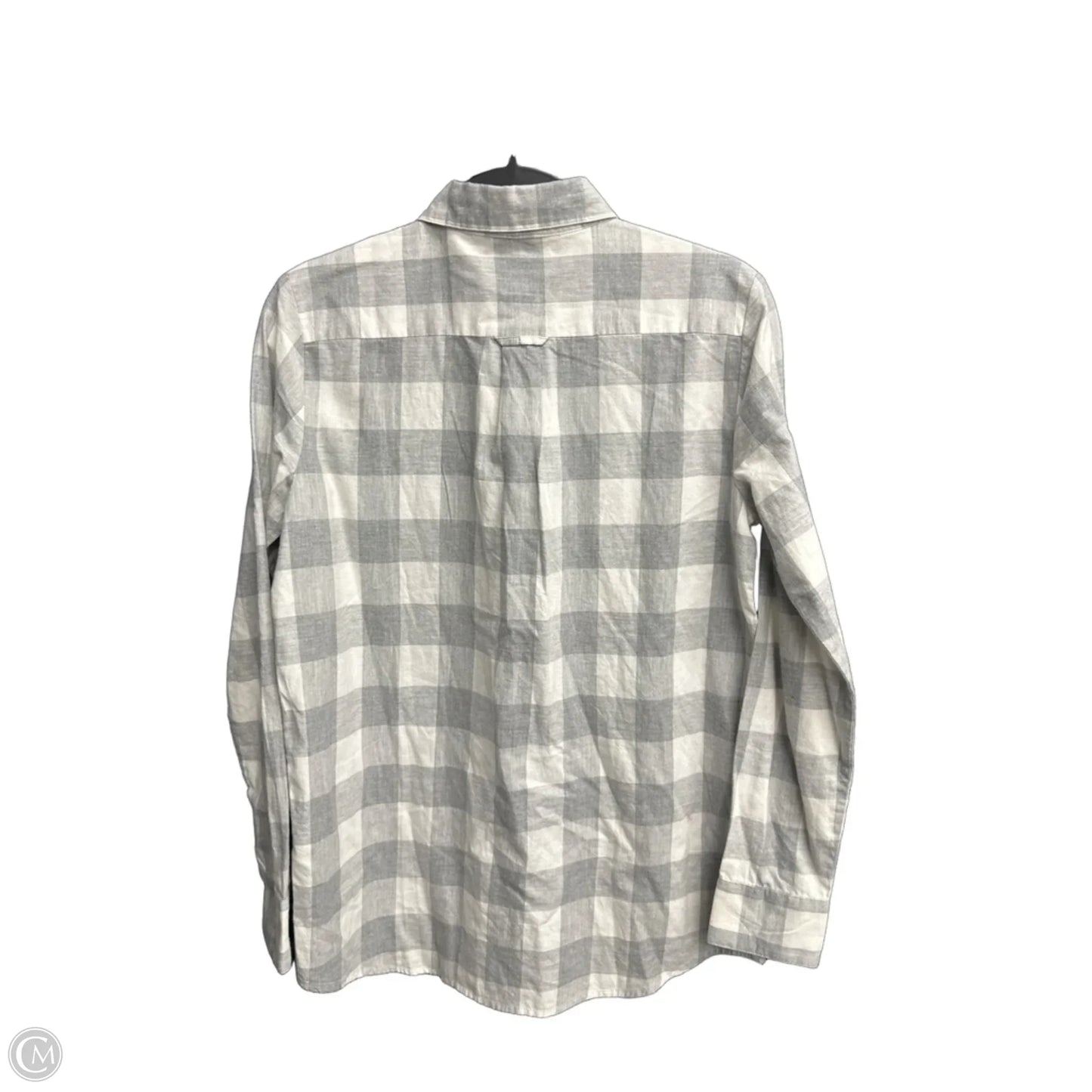 Top Long Sleeve By Banana Republic In Grey & White, Size: S