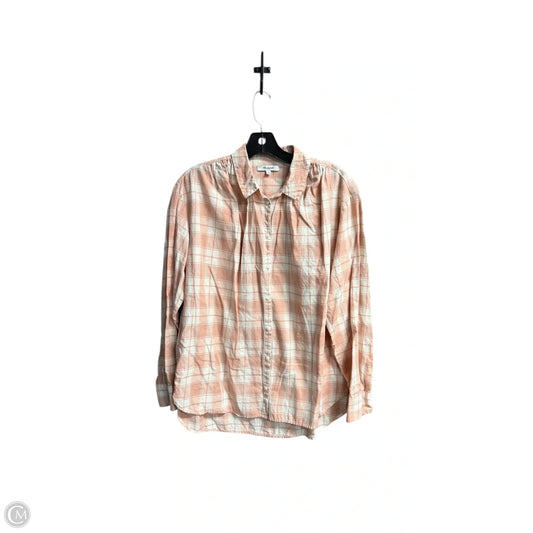Top Long Sleeve By Madewell In Checkered Pattern, Size: M