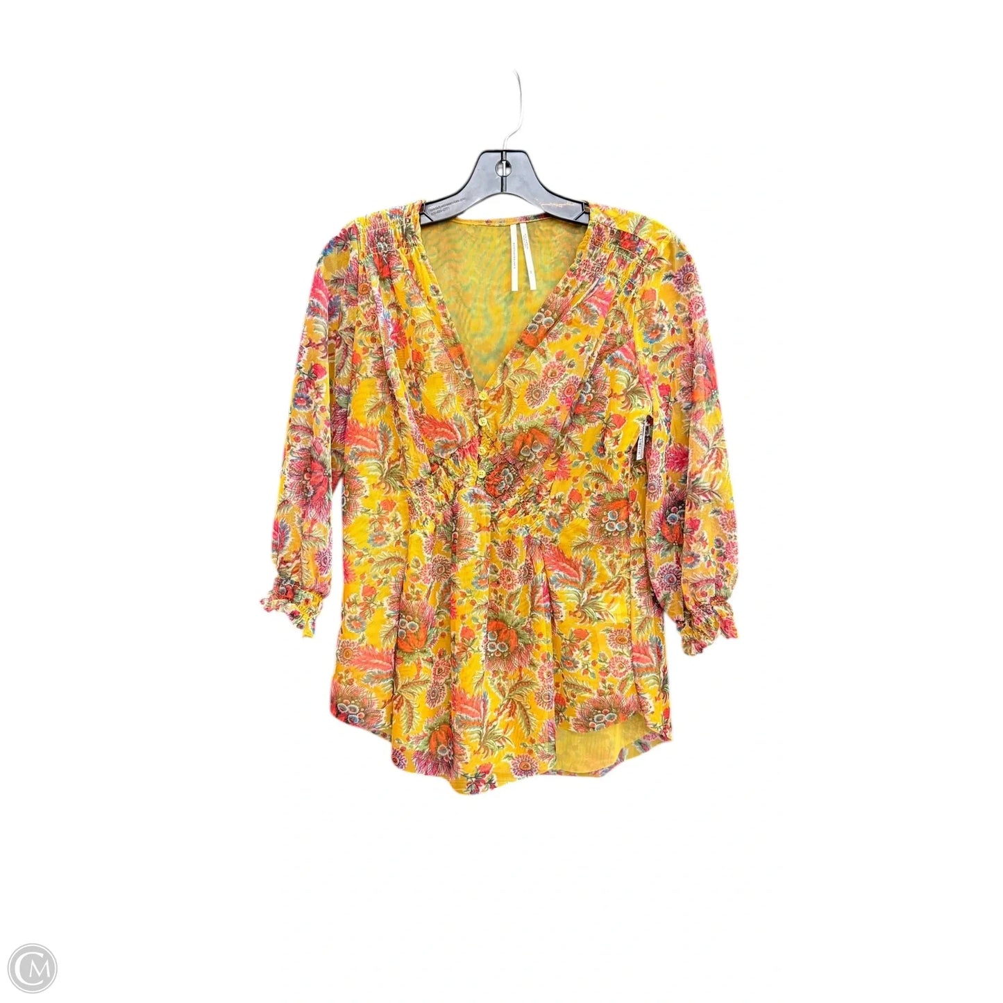 Top Long Sleeve By Anthropologie In Floral Print, Size: Xs