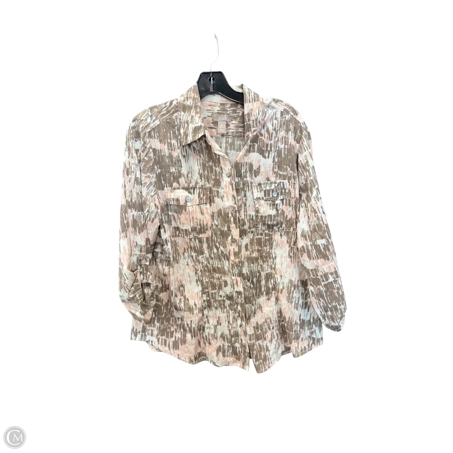 Top Long Sleeve By Chicos In Brown & Pink, Size: L
