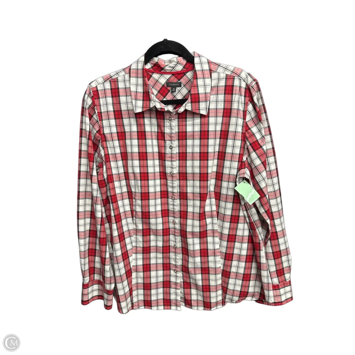 Top Long Sleeve By Talbots In Checkered Pattern, Size: 2x