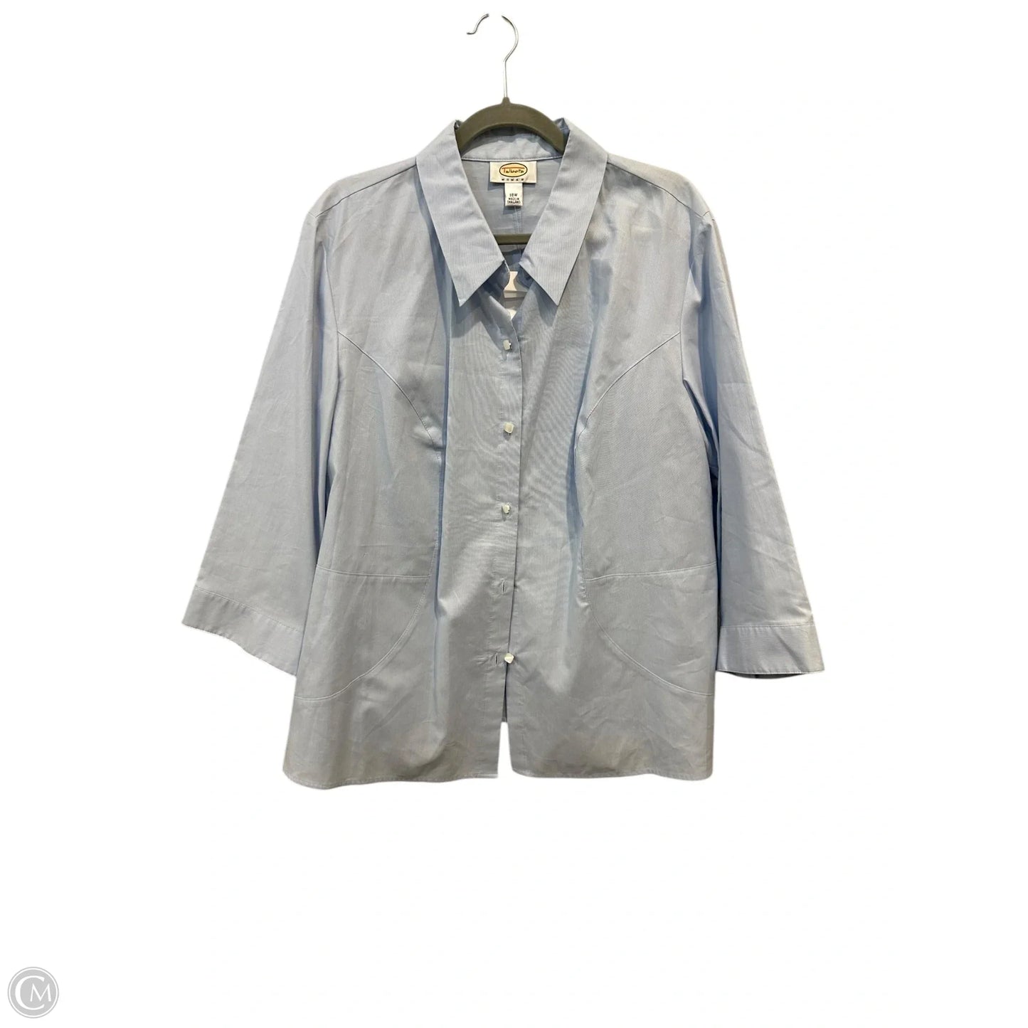 Top 3/4 Sleeve By Talbots In Blue & White, Size: 2x