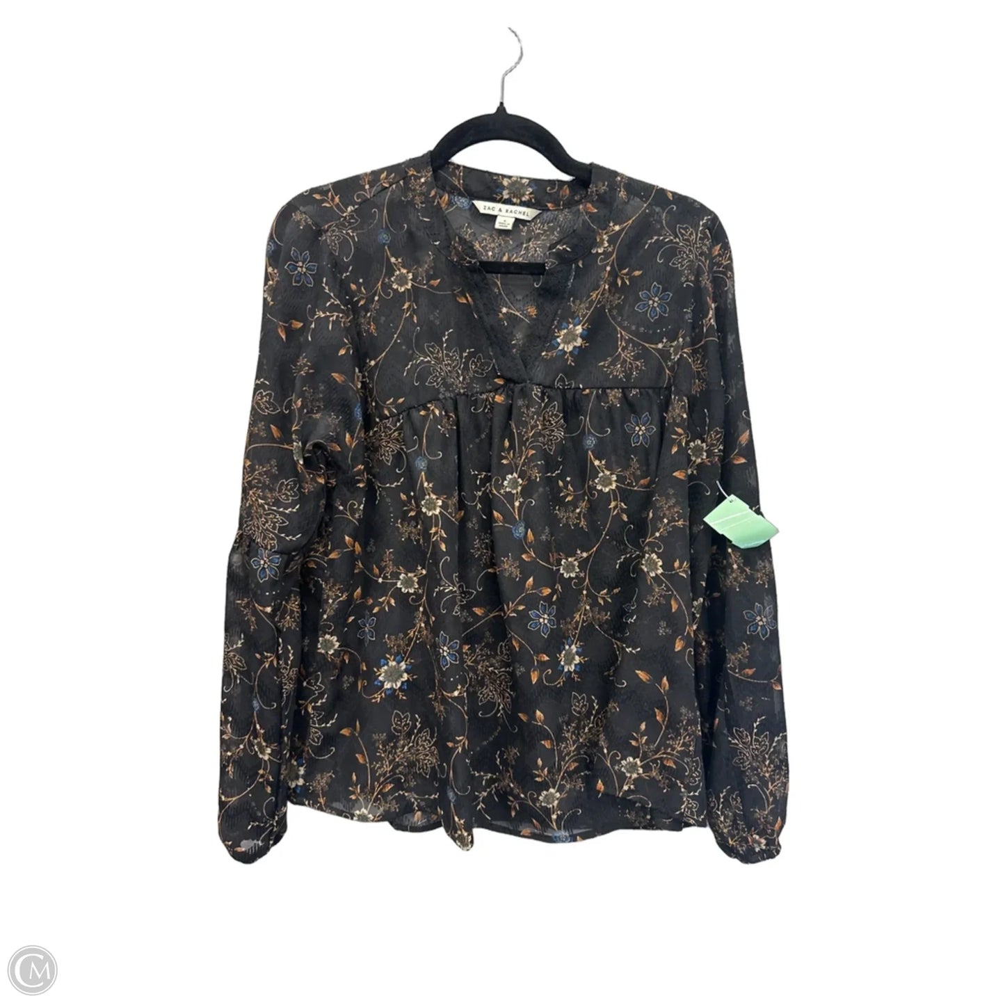 Top Long Sleeve By Zac And Rachel In Floral Print, Size: S