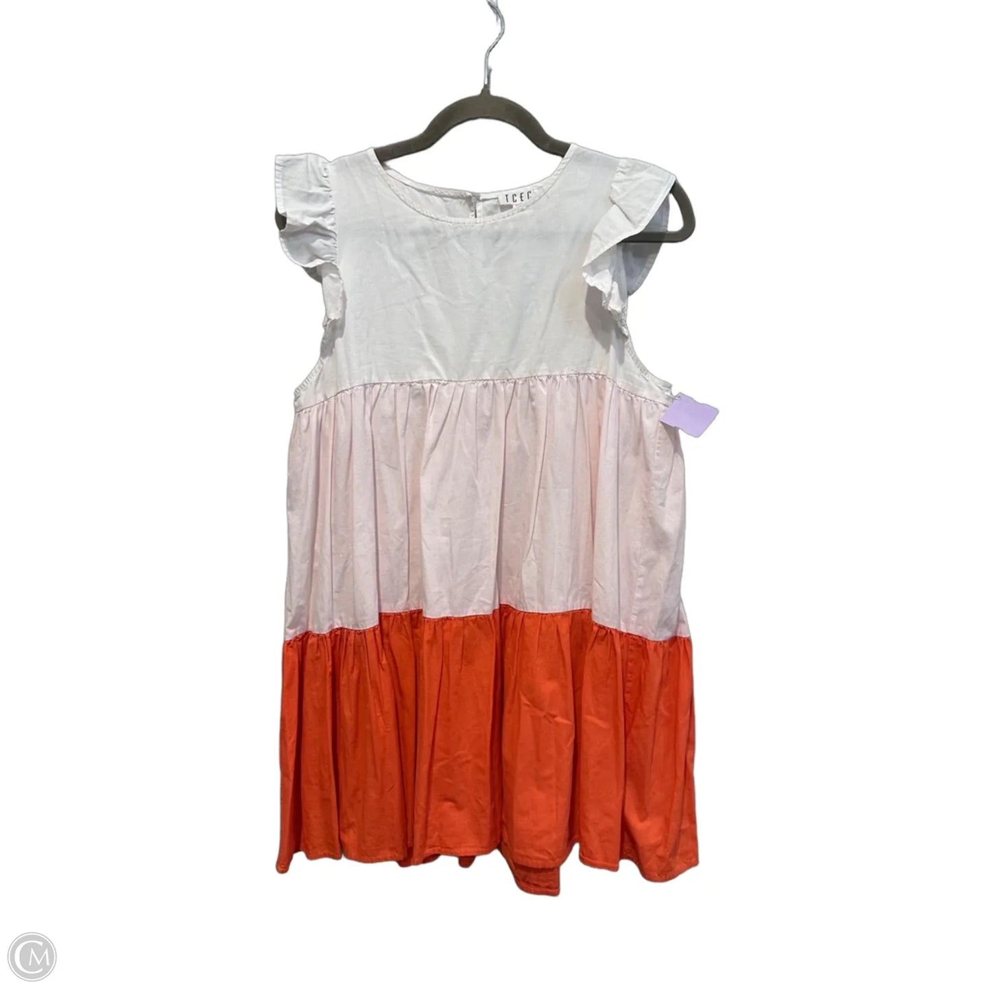 Dress Casual Short By Tcec In Pink & White, Size: M