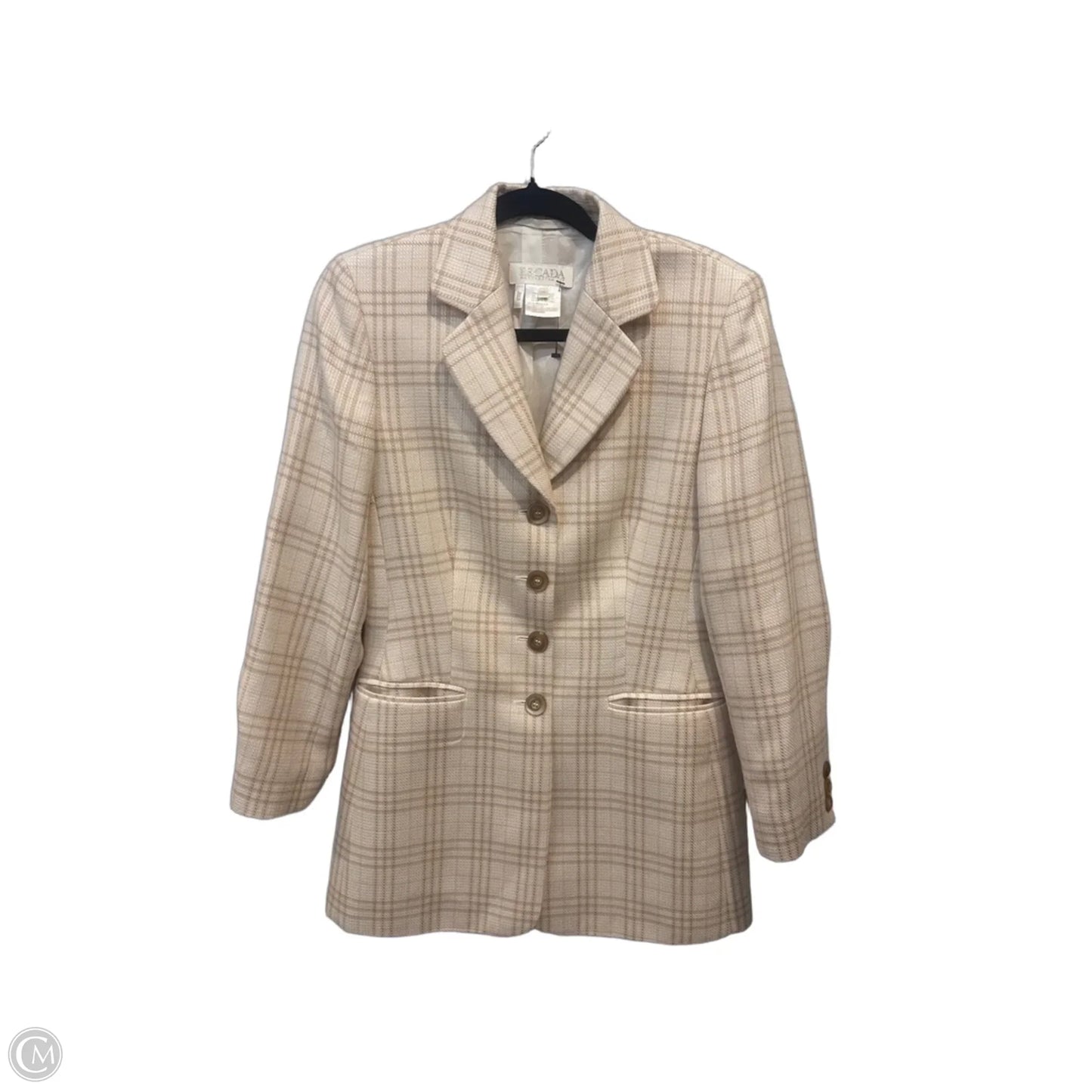 Blazer Designer By Escada In Plaid Pattern, Size: S