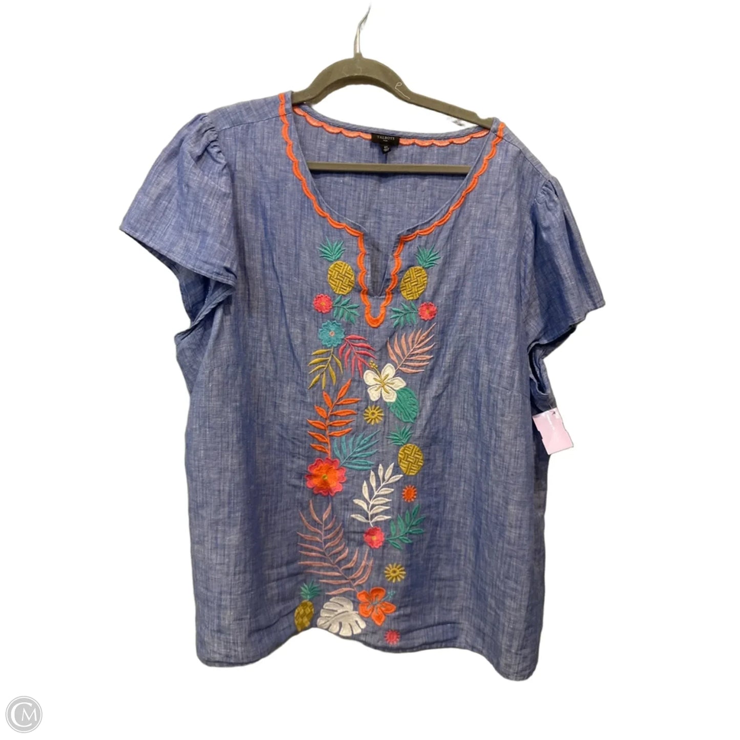 Top Short Sleeve By Talbots In Blue, Size: 3x