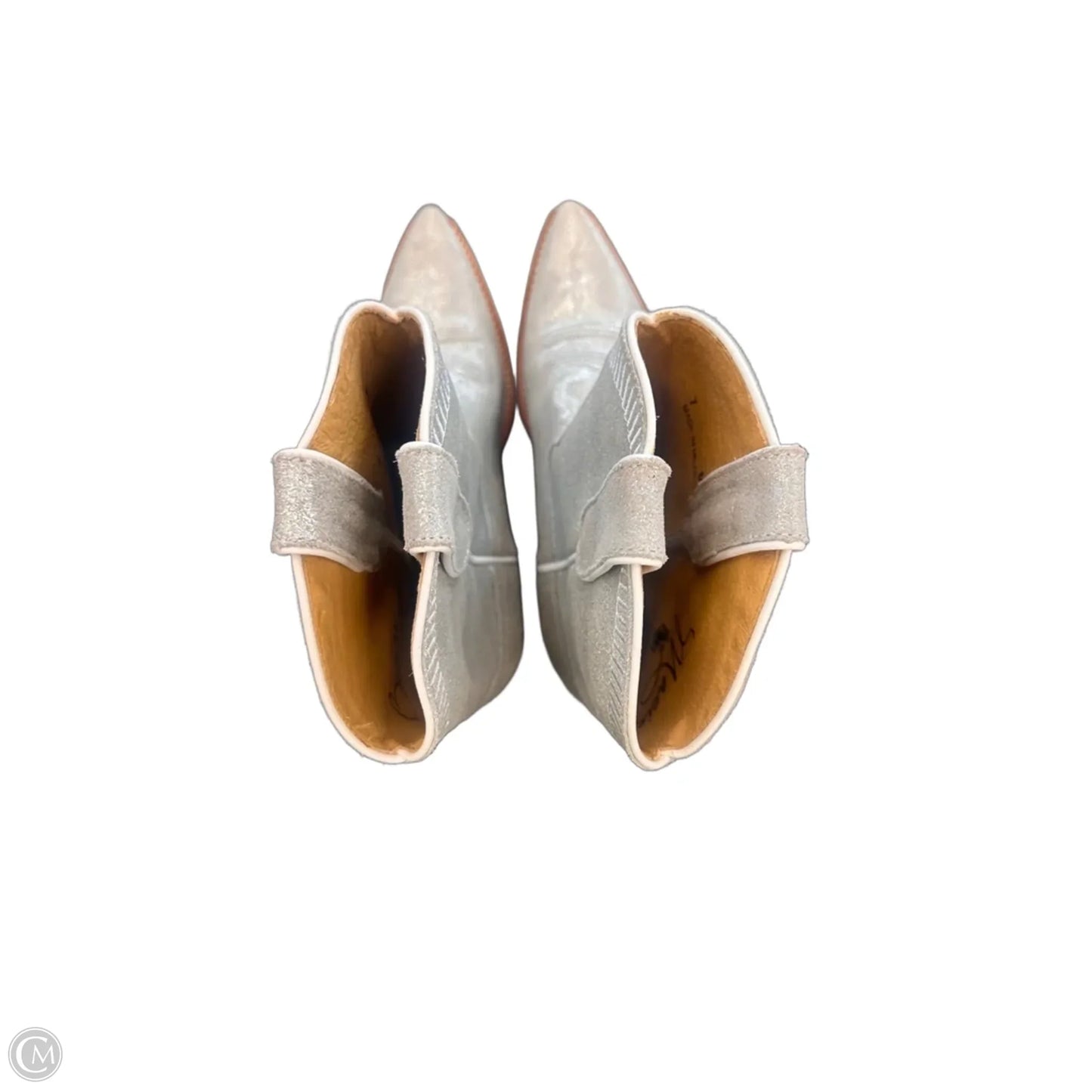 Boots Ankle Heels By Clothes Mentor In Silver, Size: 7