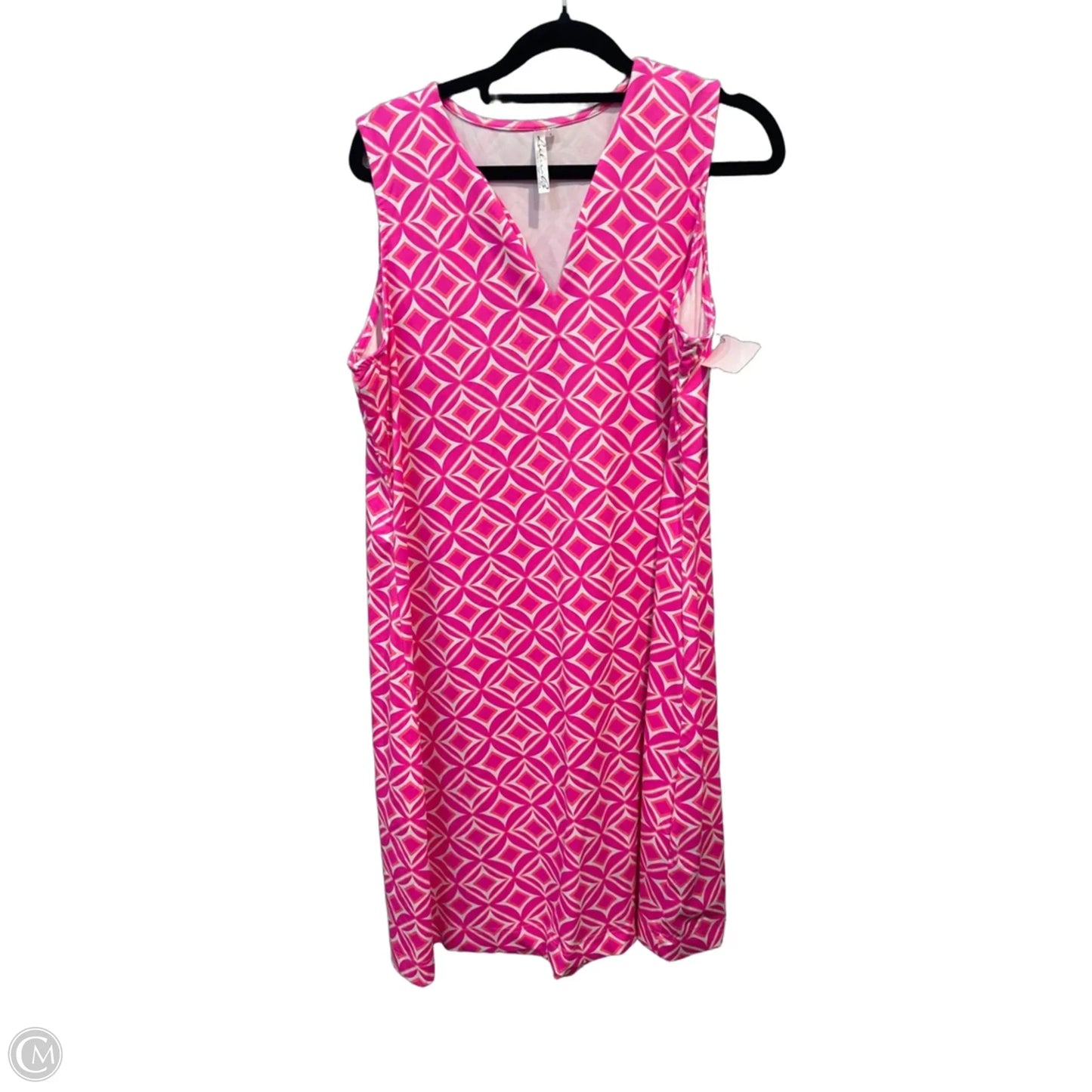 Dress Casual Short By Lulu B In Pink & White, Size: L