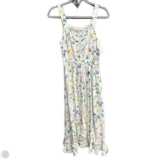 Dress Casual Midi By Loft In Floral Print, Size: Xs
