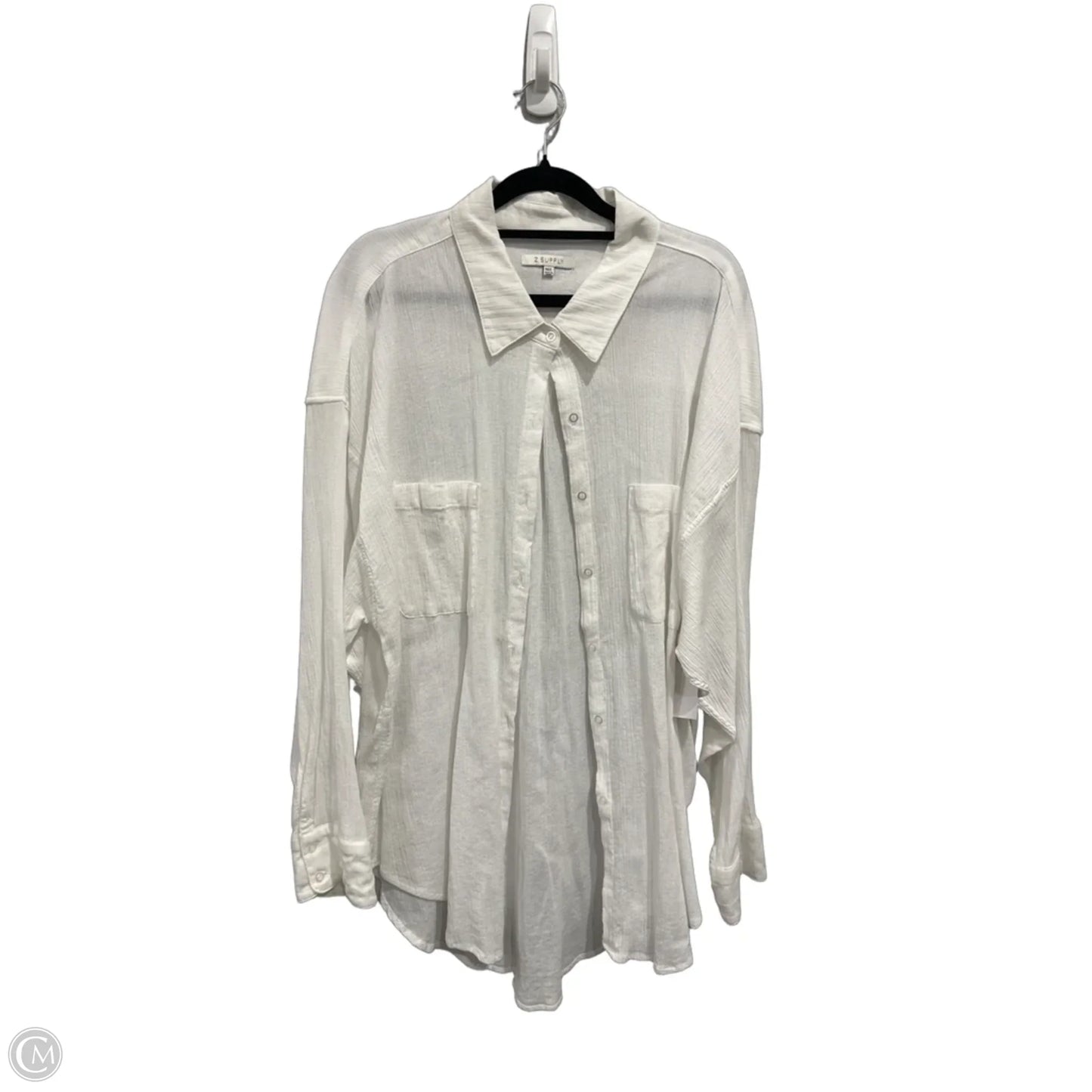 Top Long Sleeve By Z Supply In White, Size: L
