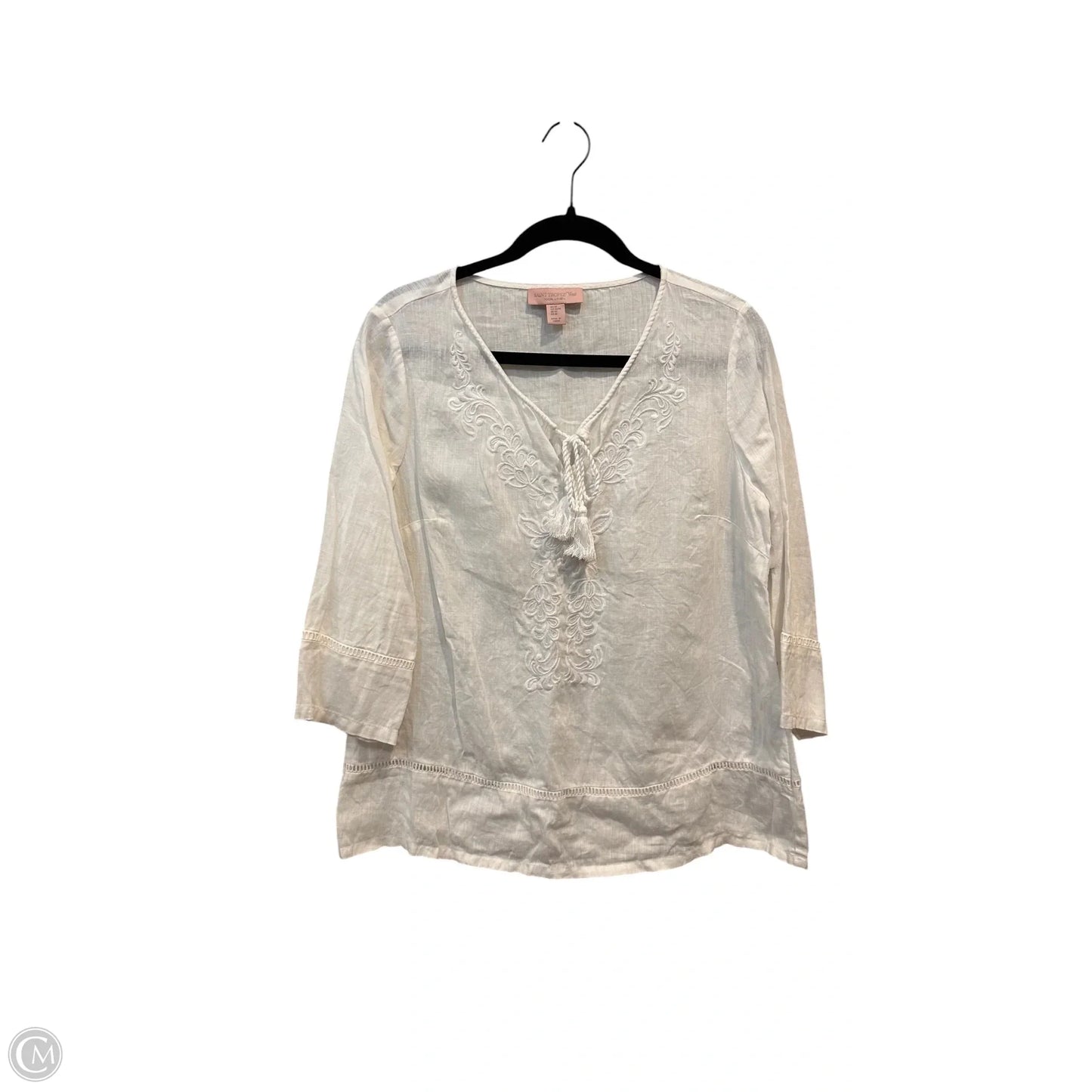 Top 3/4 Sleeve By Saint Tropez In White, Size: M