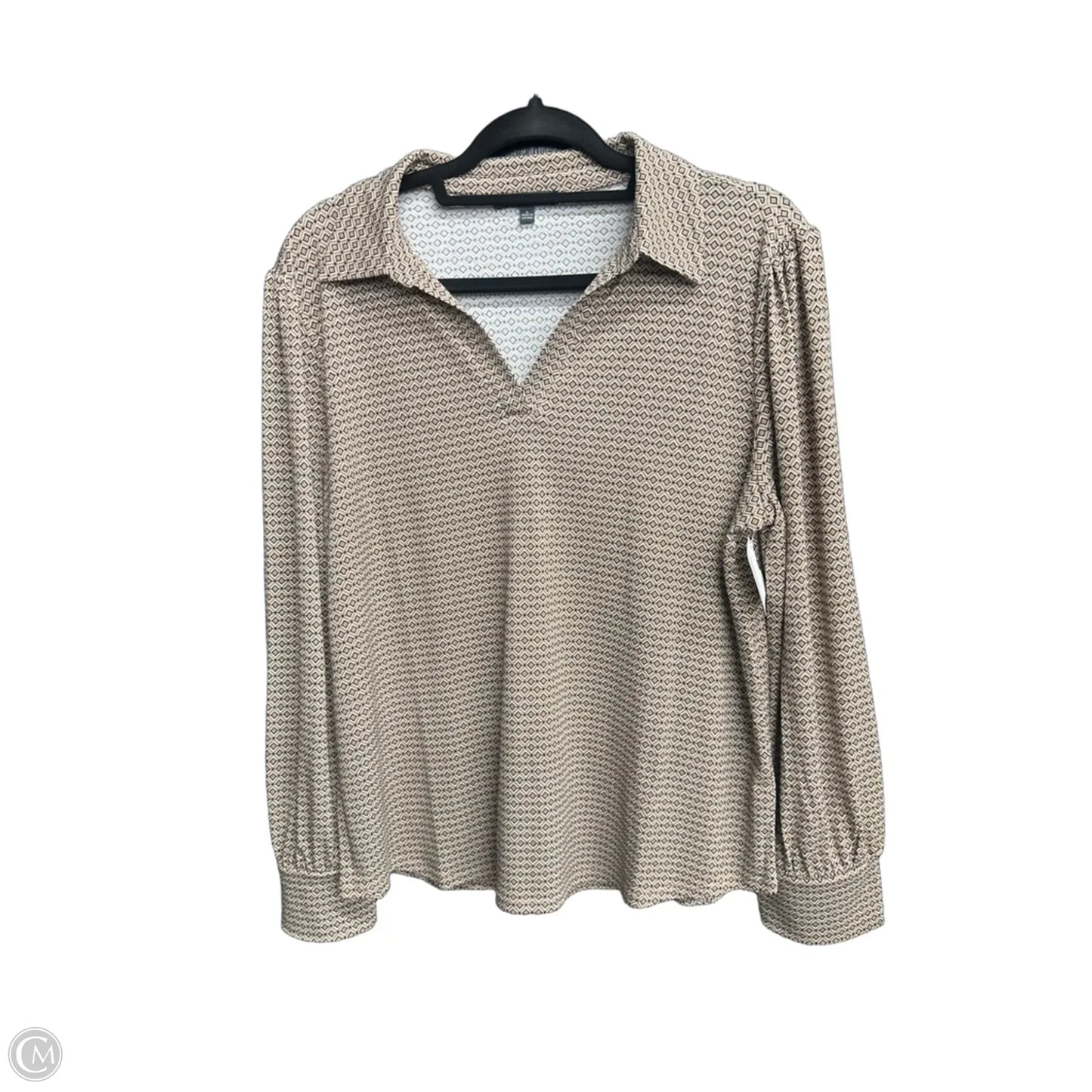 Top Long Sleeve By Adrianna Papell In Geometric Pattern, Size: L
