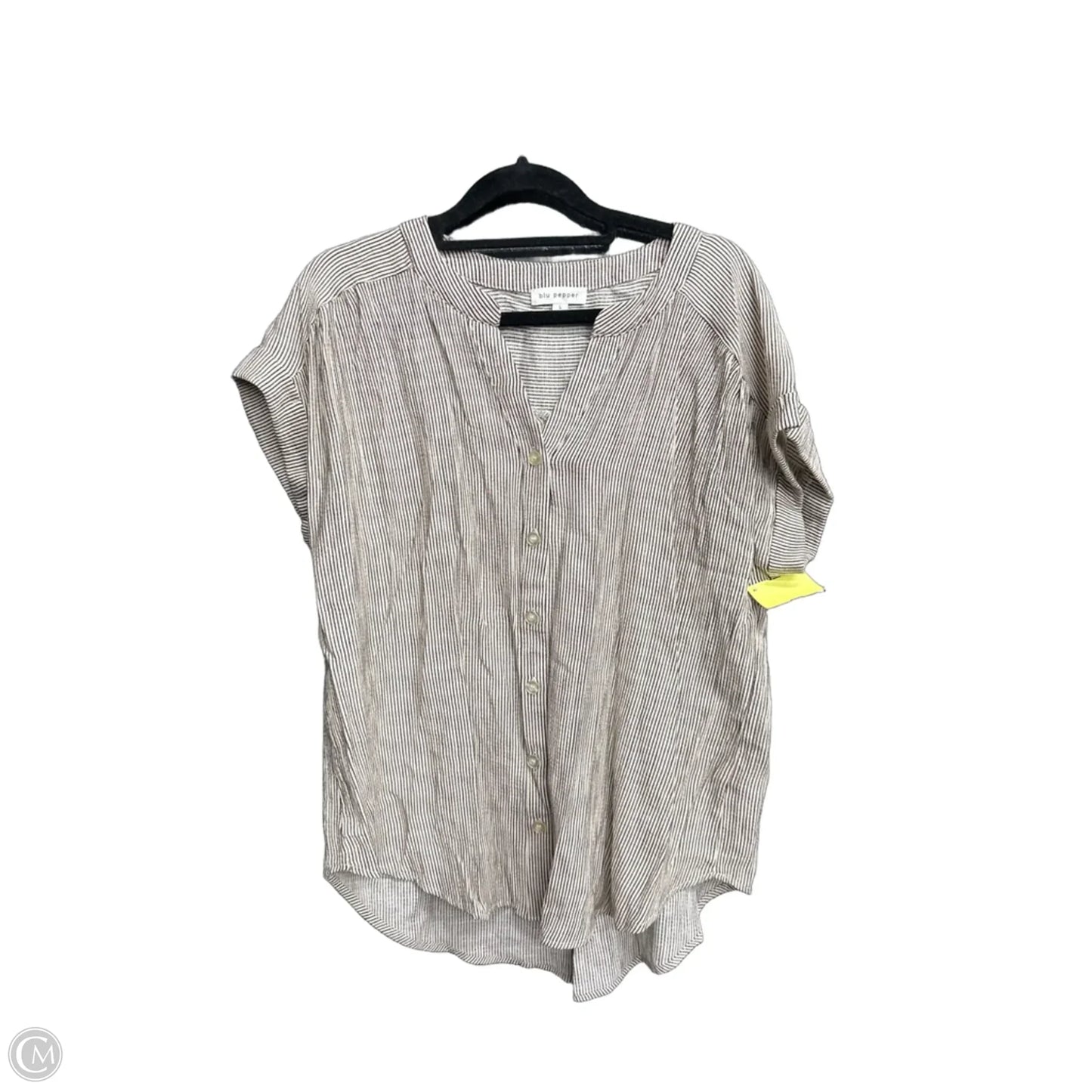 Top Short Sleeve By Blu Pepper In Striped Pattern, Size: L
