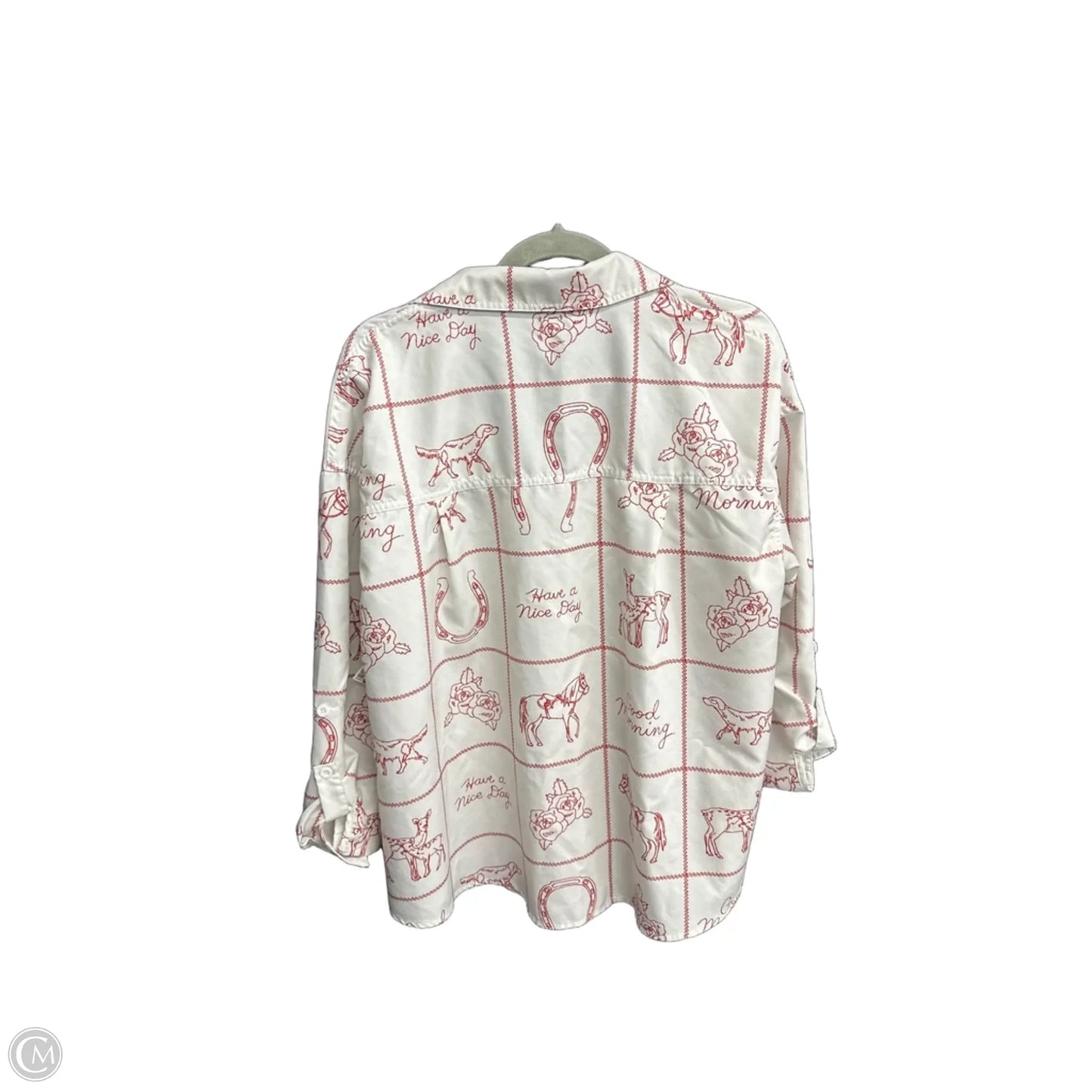 Top 3/4 Sleeve By Clothes Mentor In Red & White, Size: L