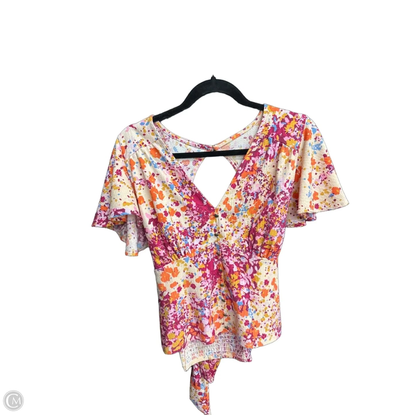 Top Short Sleeve By Anthropologie In Floral Print, Size: Xl