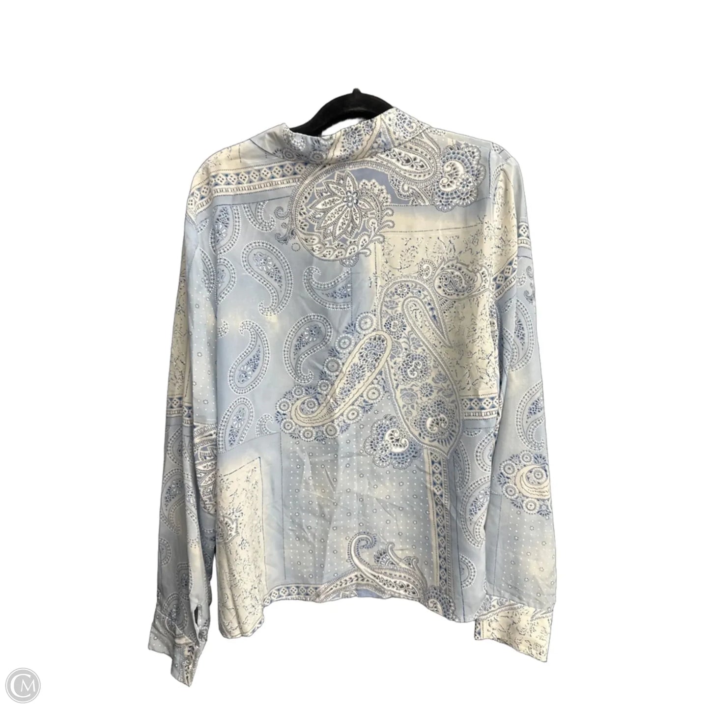 Top Long Sleeve By Cable And Gauge In Blue & White, Size: L