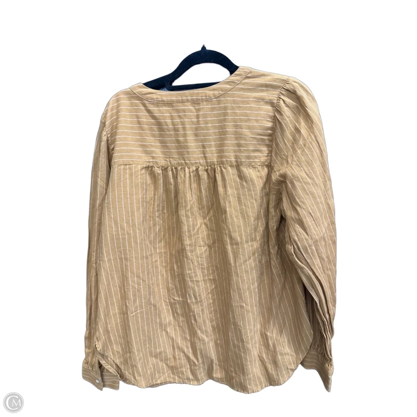 Top Long Sleeve By Loft In Orange & White, Size: M
