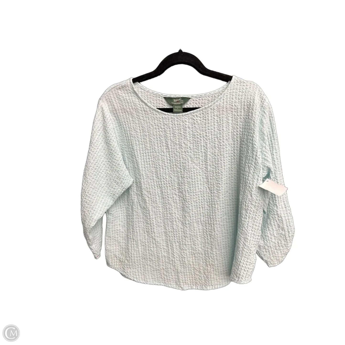 Blouse 3/4 Sleeve By Woolrich In Green & White, Size: L
