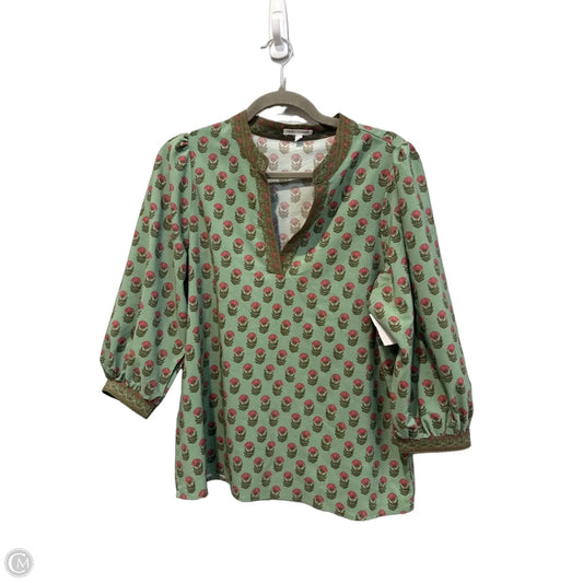 Blouse 3/4 Sleeve By Mary Square In Green & Pink, Size: L