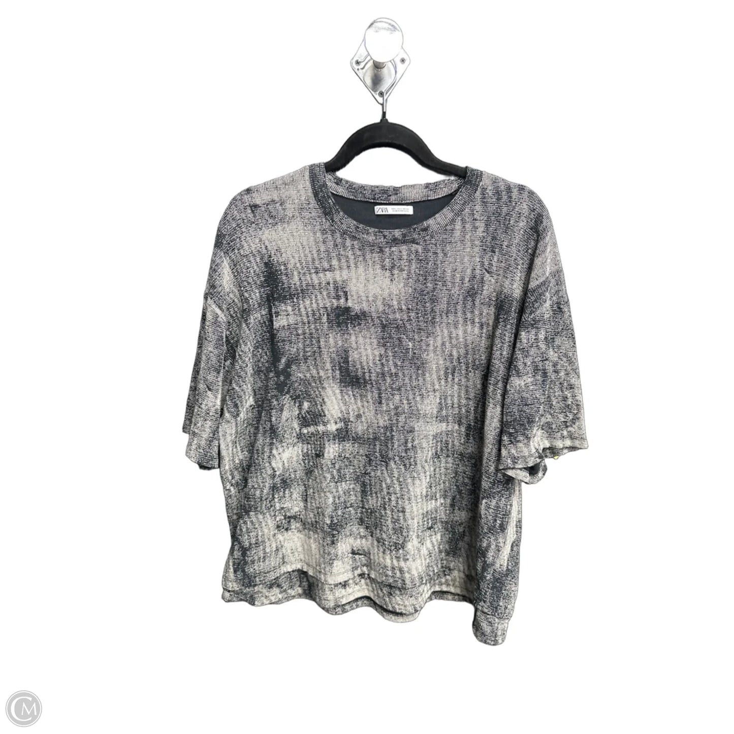 Top Short Sleeve By Zara In Black & White, Size: L