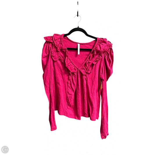 Top Long Sleeve By Anthropologie In Pink, Size: M