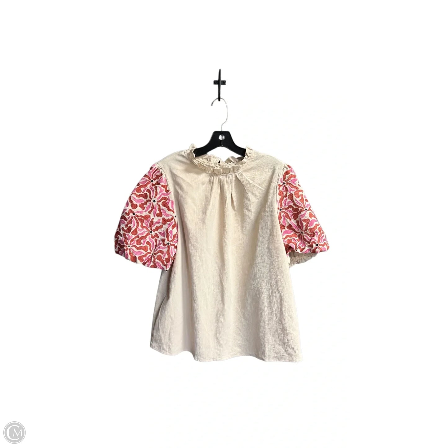 Blouse 3/4 Sleeve By Entro In Beige, Size: L