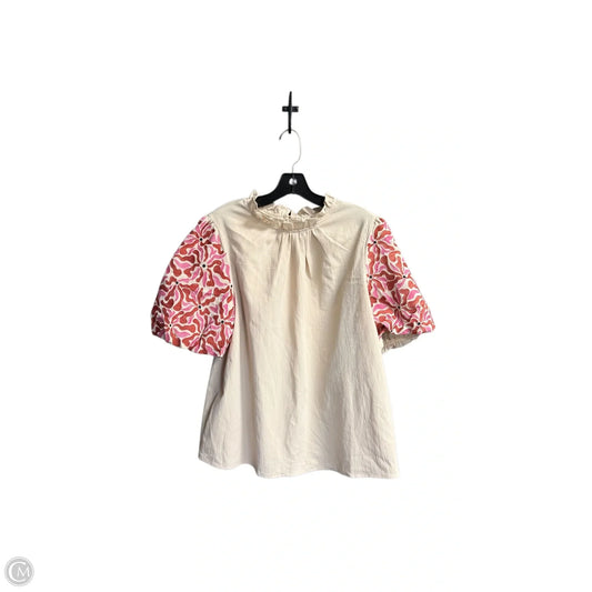 Blouse 3/4 Sleeve By Entro In Beige, Size: L